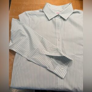 Brooks Brothers Women’s Cotton Shirt, Green / White Stripe, 14